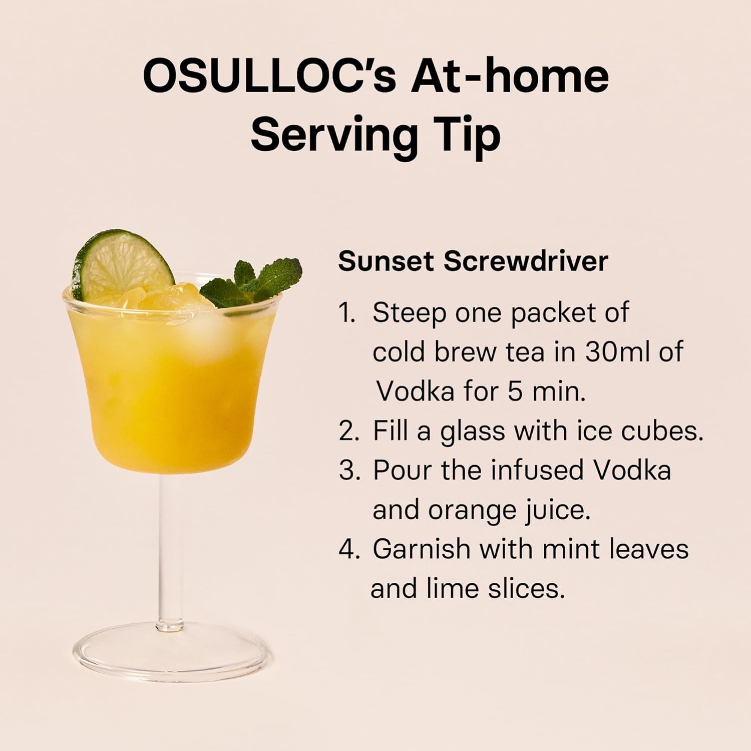 OSULLOC Sunset Peach Cold Brew Tea, Sweet Peach Flavored Iced Tea, Hydration Tea Packets (20Ea, 1.76Oz)