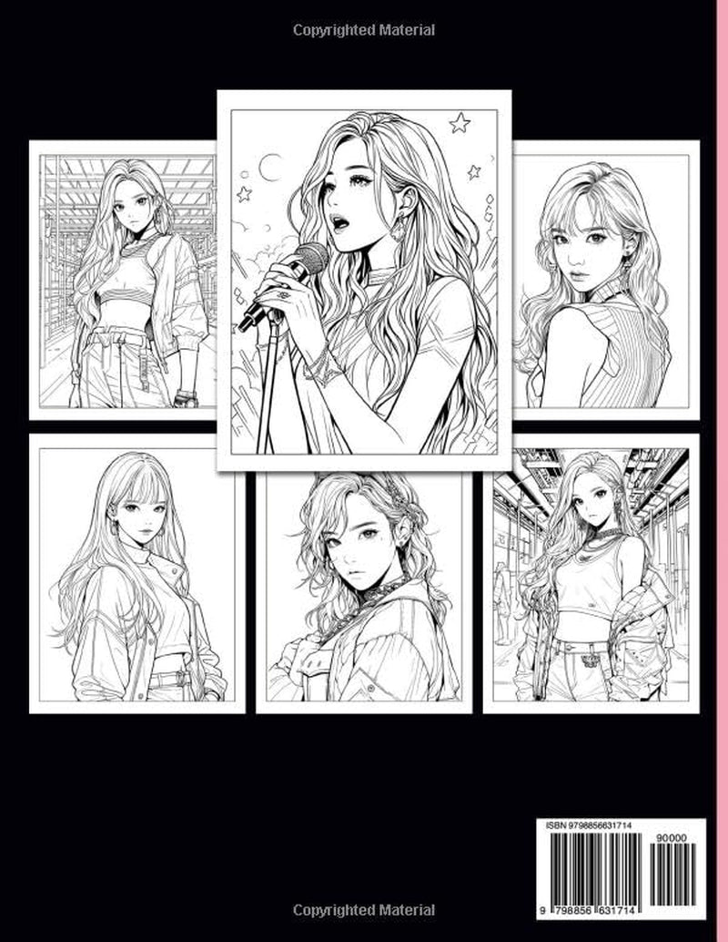 K-POP Coloring Book: Vibrant Music World Coloring Pages with Energetic Performances Illustrations for All Ages Fun & Relaxation
