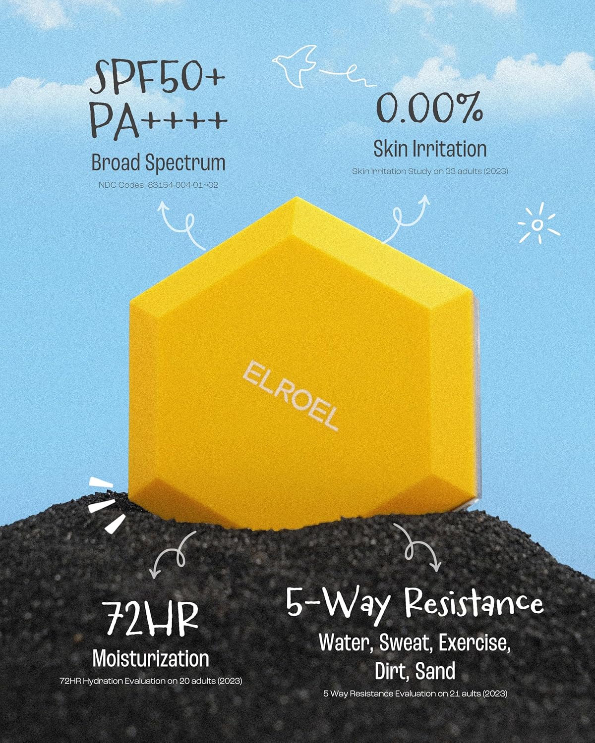 Pang Pang Sun Cushion plus - Korean Hypoallergenic & Lightweight Sunscreen with Puff Sponge - Broad Spectrum SPF50+ PA++++ (0.53 Oz)