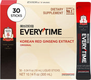 Everytime Korean Red Ginseng Extract Stick 3,000Mg Original - Adaptogen Energy Drink Liquid Stick Supplements - Energy Boost & Immune Support, Caffeine Free (30 Sticks)