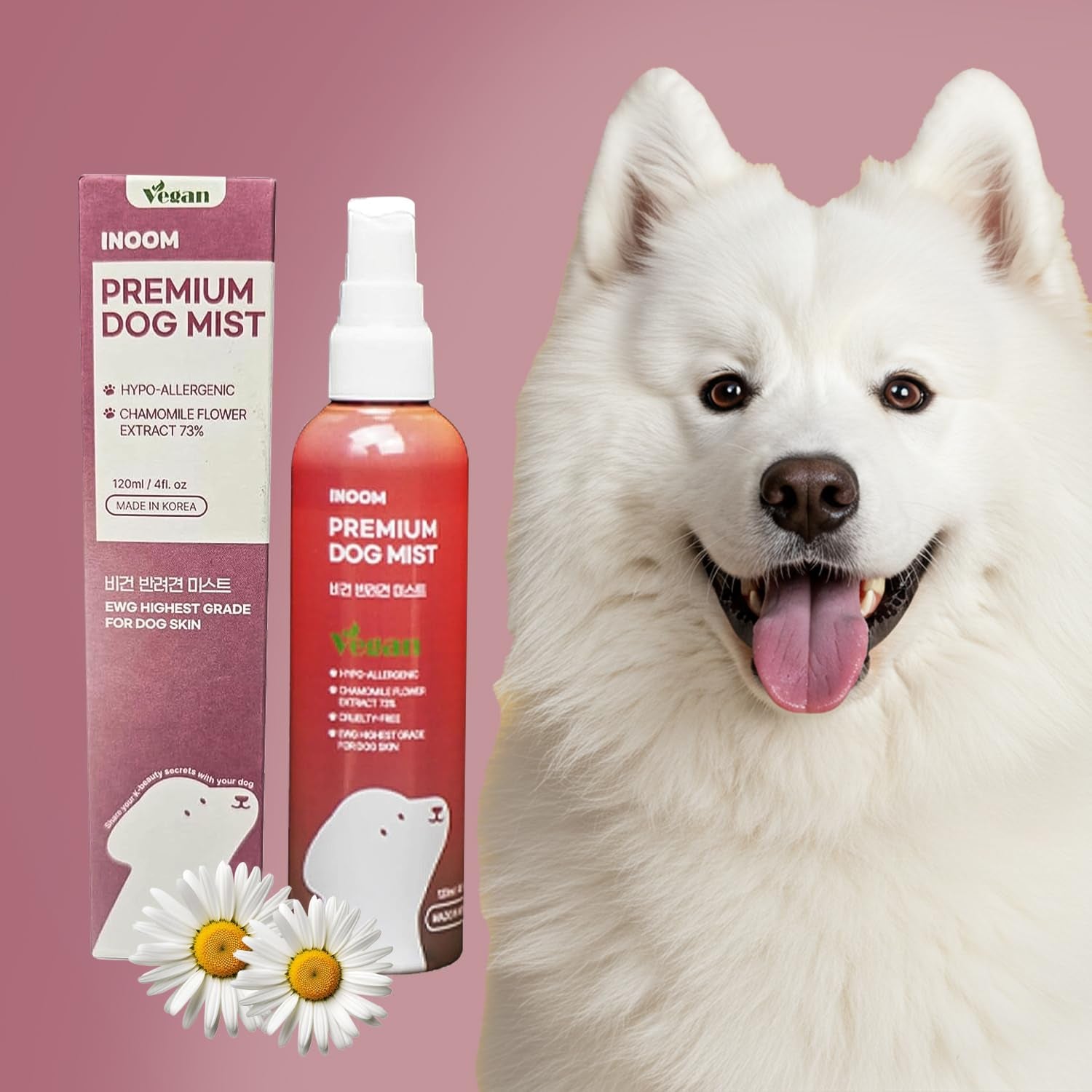 KOREAN Plant Based Dog Mist 120Ml - Double Layer Mist, Cologne Spray - Protects against Air Pollutants Hydrates & Moisturizes - Body Spray Odor Eliminator for Puppy to Adult Dogs - Made in Korea