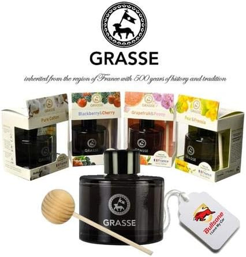 Bullsone Grasse Diffuser, Natural Car Air Fresheners, Luxury Car Perfume - Pear & Freesia Scent