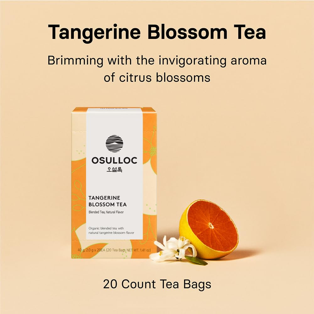 OSULLOC Tangerine Blossom Tea (Refreshing Tangerine Flavor), USDA Certified Organic, Tea Bag Series 20 Count, Premium Blended Tea from Jeju