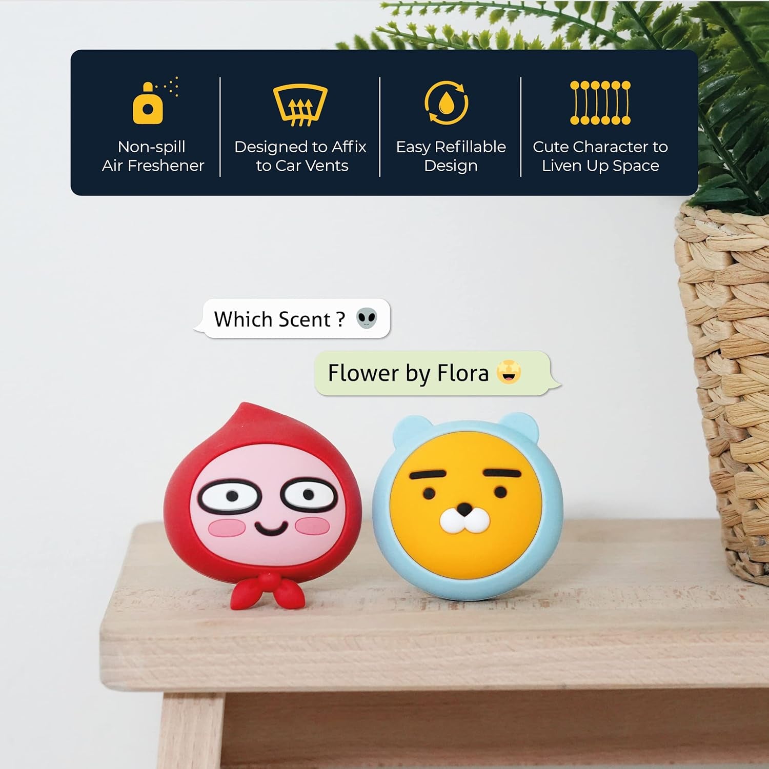 AURA Car Air Freshener Vent Clip, Ryan (Flower by Flora, 0.14Fl Oz*2, Pack of 2) - Long-Lasting Odor-Fighting Scent. Car Decoration Accessories, Diffuser, Absorber.