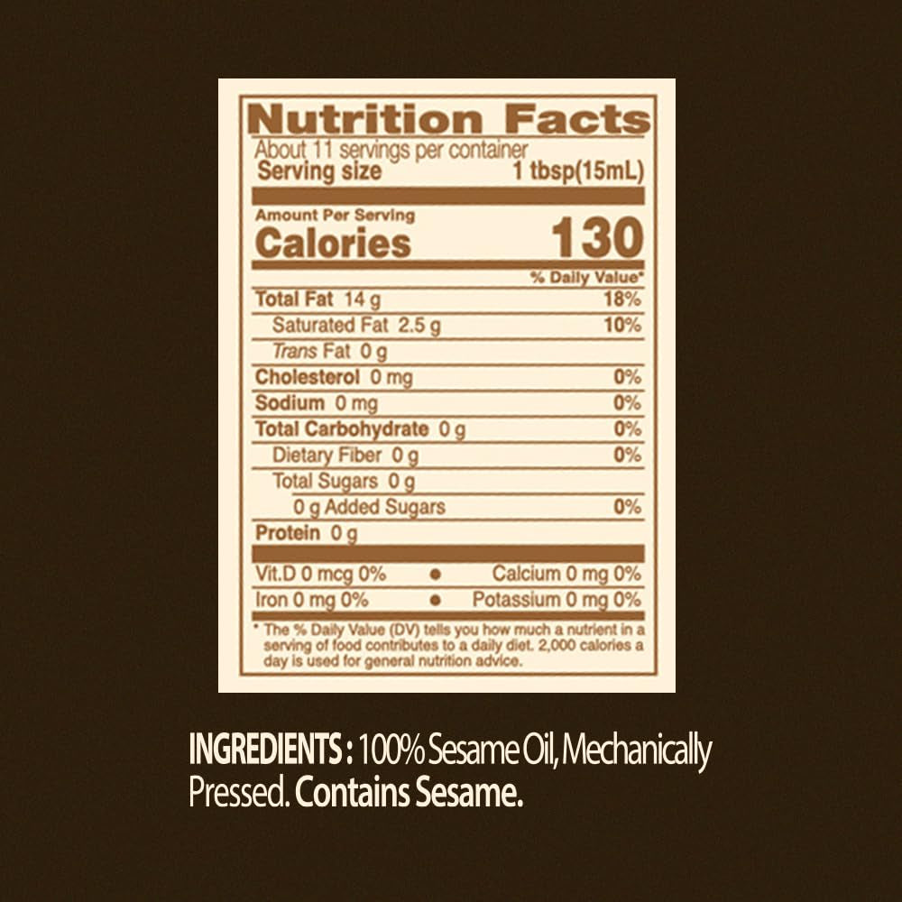 O’Food Premium Sesame Oil, 5.4 Fl Oz | 100% Pure Toasted Sesame Seed Oil | Korean-Style Rich & Nutty Flavor | Authentic Asian Cooking Oil for Stir Fry, Noodles, Dressing & Drizzle