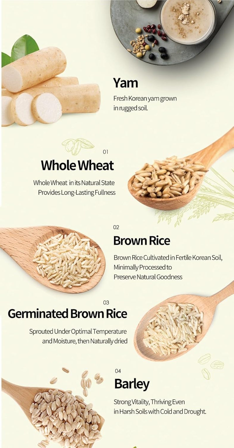 Damtuh Korean 15 Multi Mixed Roast Grain Powder Meal Replacement Shake – Healthy Breakfast Drink, Nutritious Grain Misugaru, 20G X 12 Sticks