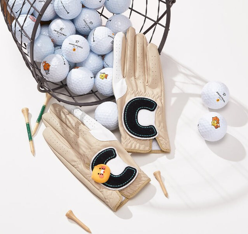 KAKAO FRIENDS GOLF Women'S Two-Handed Synthetic Leather Gloves with Ball Marker - Choonsik