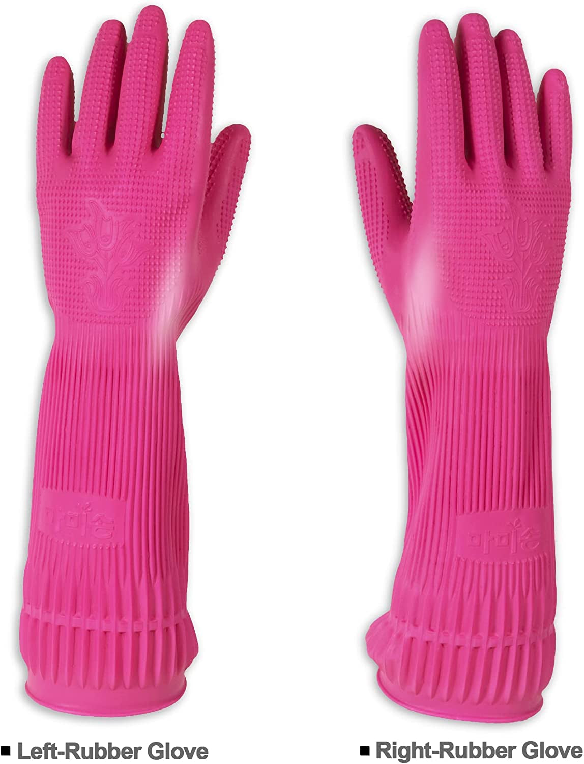 Mamison Quality Kitchen Rubber Gloves New Band Series (1 Pairs, Large). Cleaning Non-Slip Reusable Rubber Gloves. Home and Kitchen Washing, Made in Korea