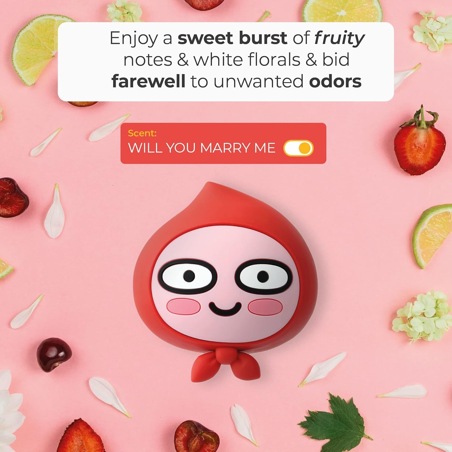 AURA Car Air Freshener Vent Clip, Apeach (Will You Marry Me, 0.14Fl Oz*2, Pack of 2) - Long-Lasting Odor-Fighting Scent. Kakao Friends Figurine. Car Decoration Accessories, Diffuser, Absorber