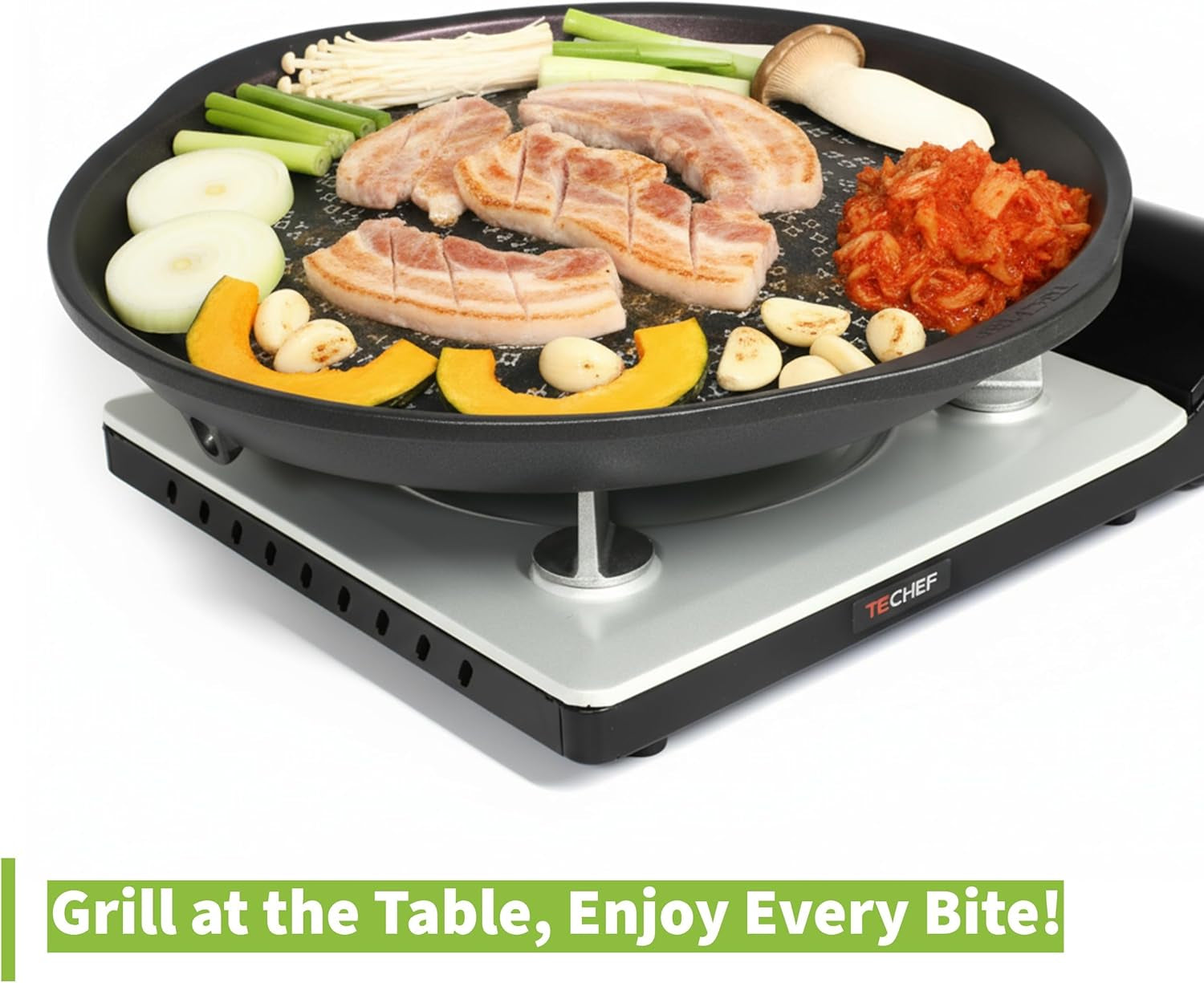 TECHEF - Stovetop Indoor Korean BBQ Nonstick Grill Pan, KBBQ Grill Pan, Pfoa-Free, Dishwasher Oven Safe, Made in Korea