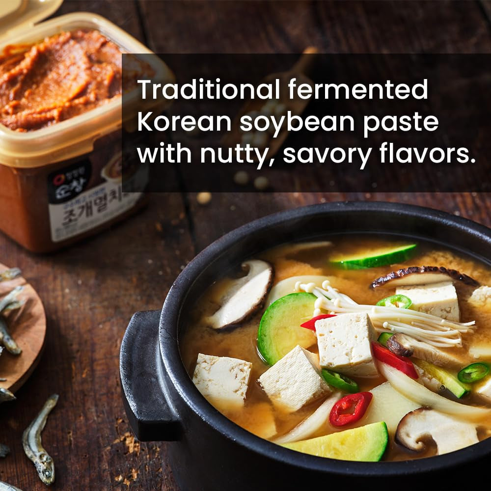 O'Food Doenjang, Premium Korean Traditional Soybean Paste, Naturally Fermented, Rich Umami Flavor, Authentic Korean Miso, Perfect for Doenjang Jjigae Soup Base [Original, 1.1 Lb (500G)]