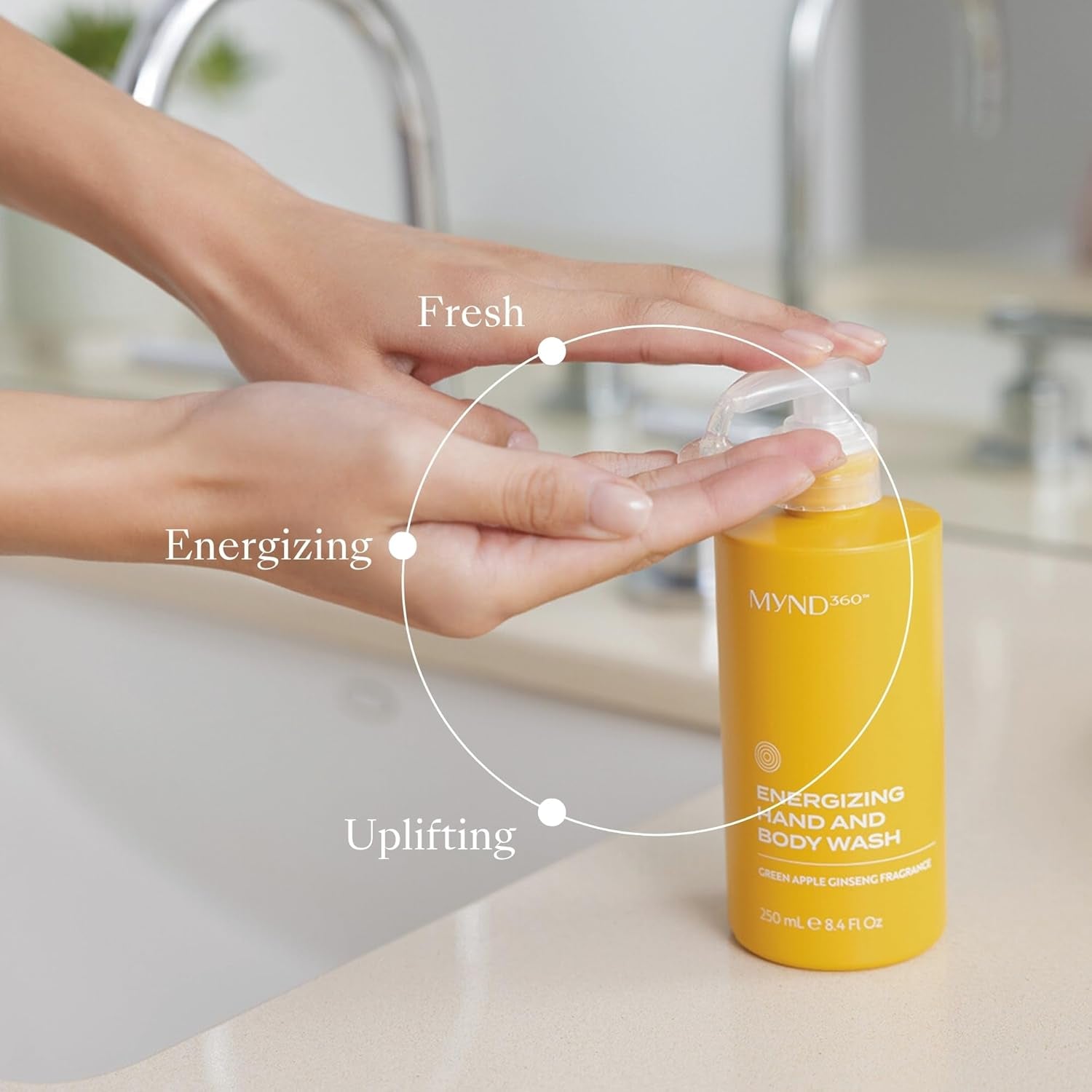 Nu Skin MYND360 Energizing Hand & Body Wash | 250Ml | with Green Apple Ginseng Fragrance | Boosts Skin Health and Personal Care | Removes Oil & Dirt While Keeping Skin Fresh & Hydrated