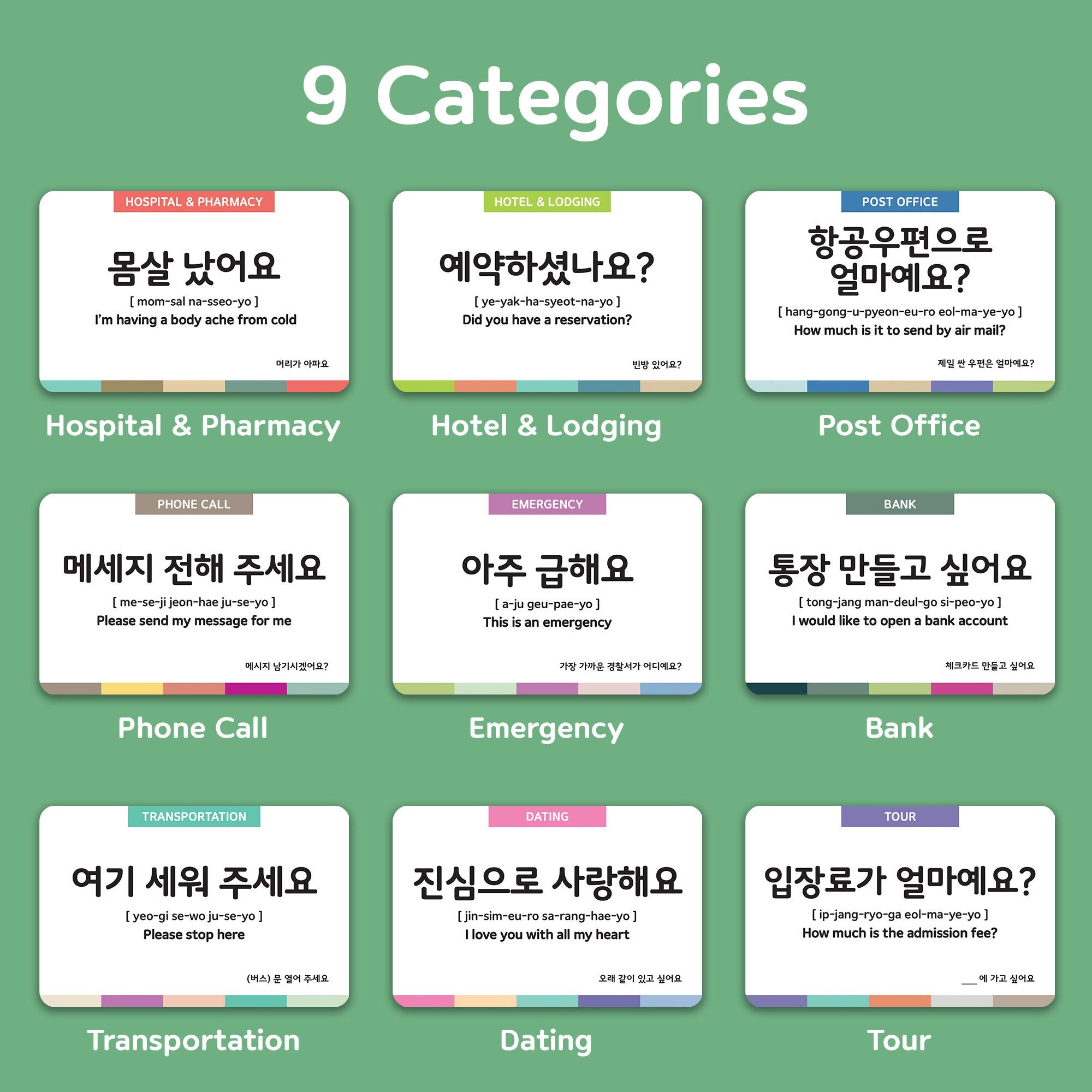 Korean Conversation Flashcards Gift Set: Essential Phrases + Slang--Printed