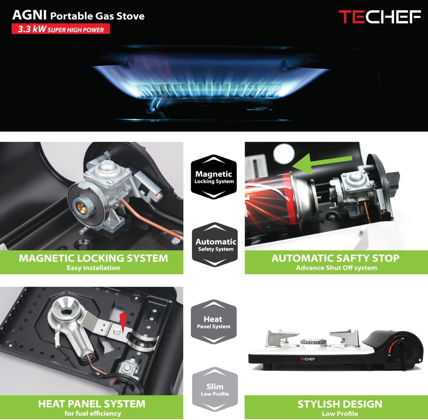 TECHEF - AGNI Portable Butane Gas Stove Burner, Camp Stove, Made in Korea