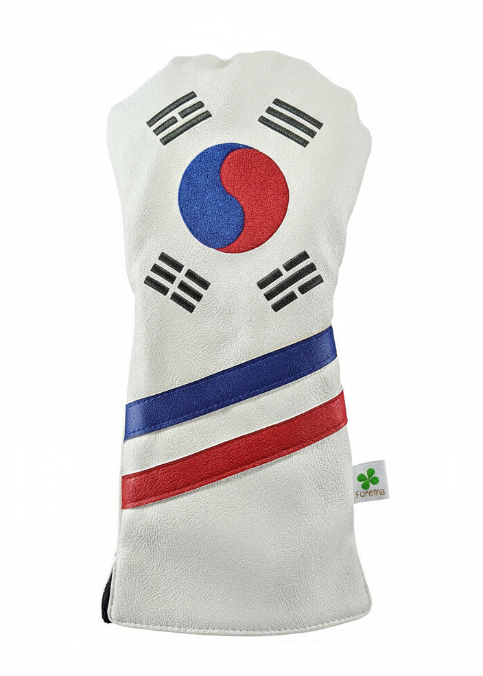 Foretra Driver Headcover Golf Club Covers Blade Mallet Putter Cover Alignment Stick Holder Hybrid Fairway Wood Head Cover Korea Flag Novelty Golf Accessories for Most Brands