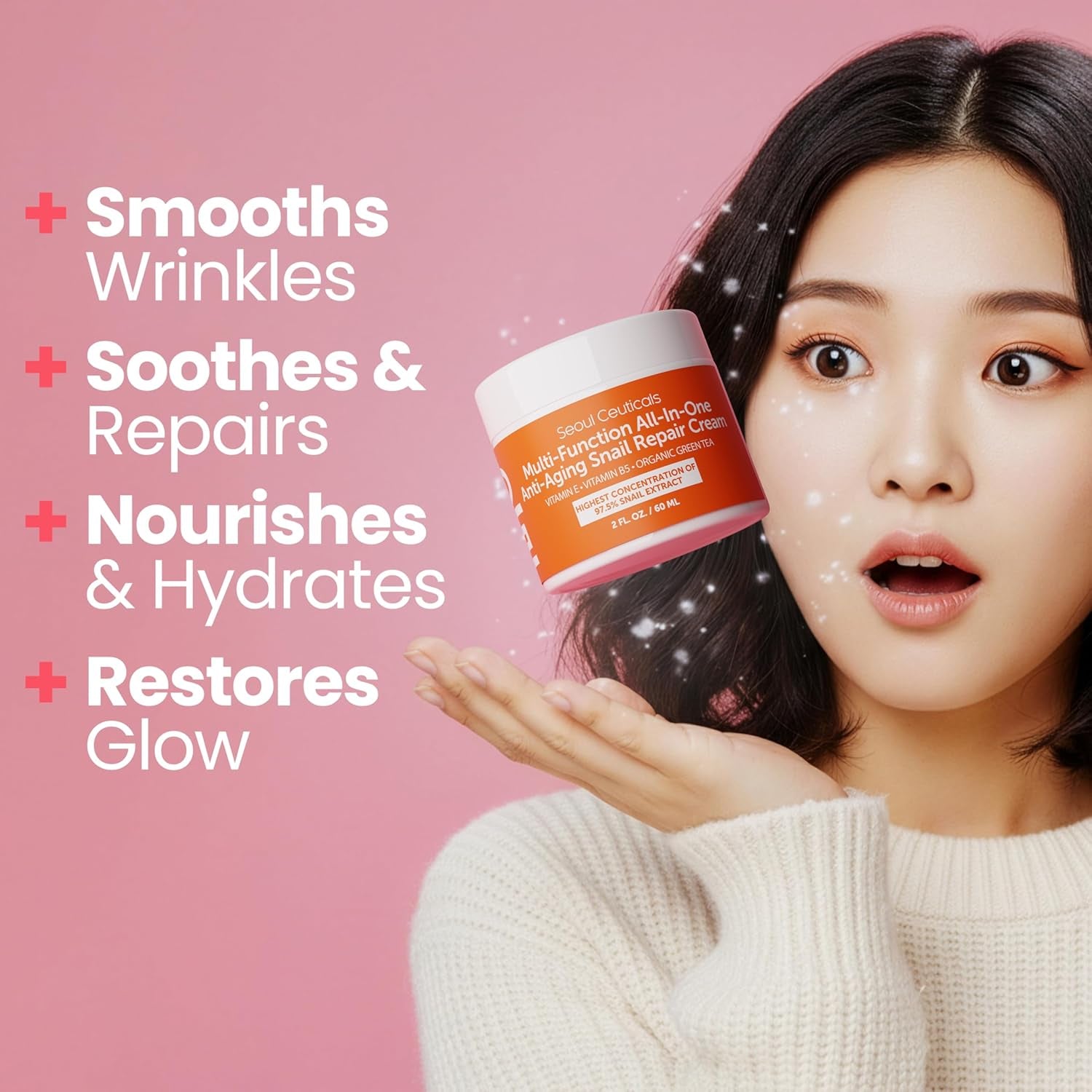 서울 달팽이크림 Seoulceuticals Korean Skin Care 97.5% Snail Mucin Moisturizer Cream 