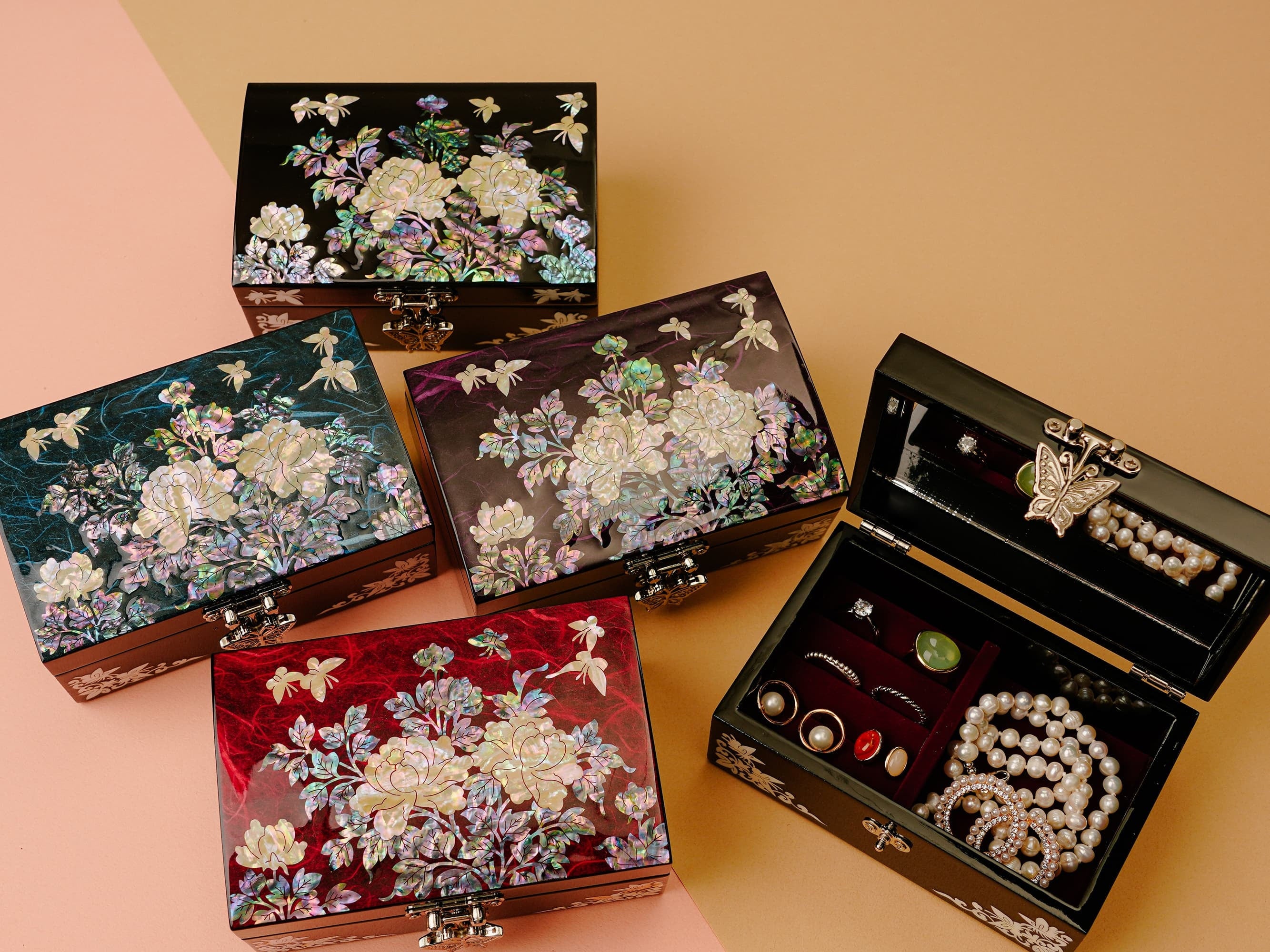 Korean Mother-Of-Pearl Jewelry Box by FEBRUARY MOUNTAIN – Gift for Mom, Wife, Sister, Friend, Christmas, Birthday, Stocking Stuffer