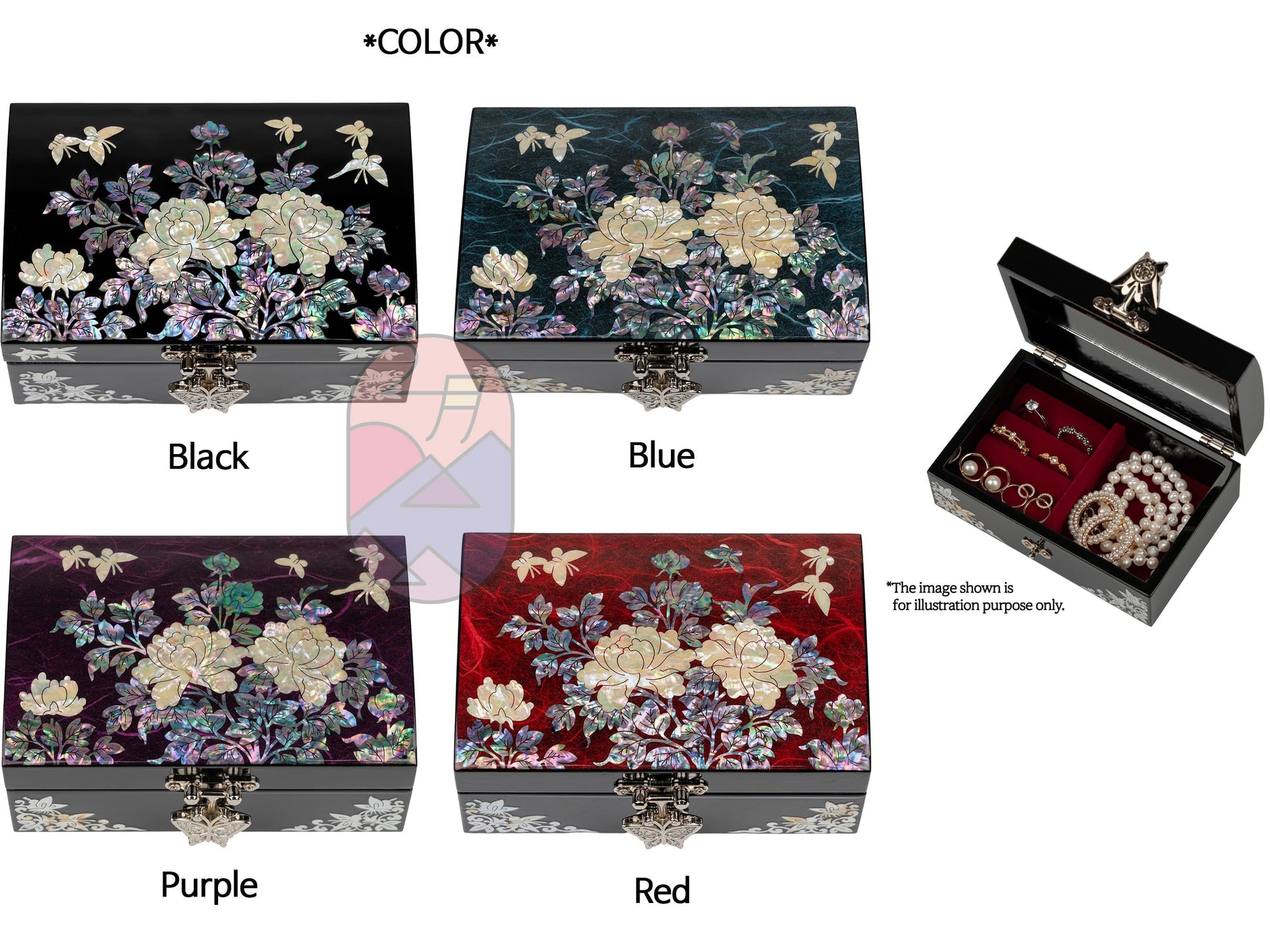 Korean Mother-Of-Pearl Jewelry Box by FEBRUARY MOUNTAIN – Gift for Mom, Wife, Sister, Friend, Christmas, Birthday, Stocking Stuffer