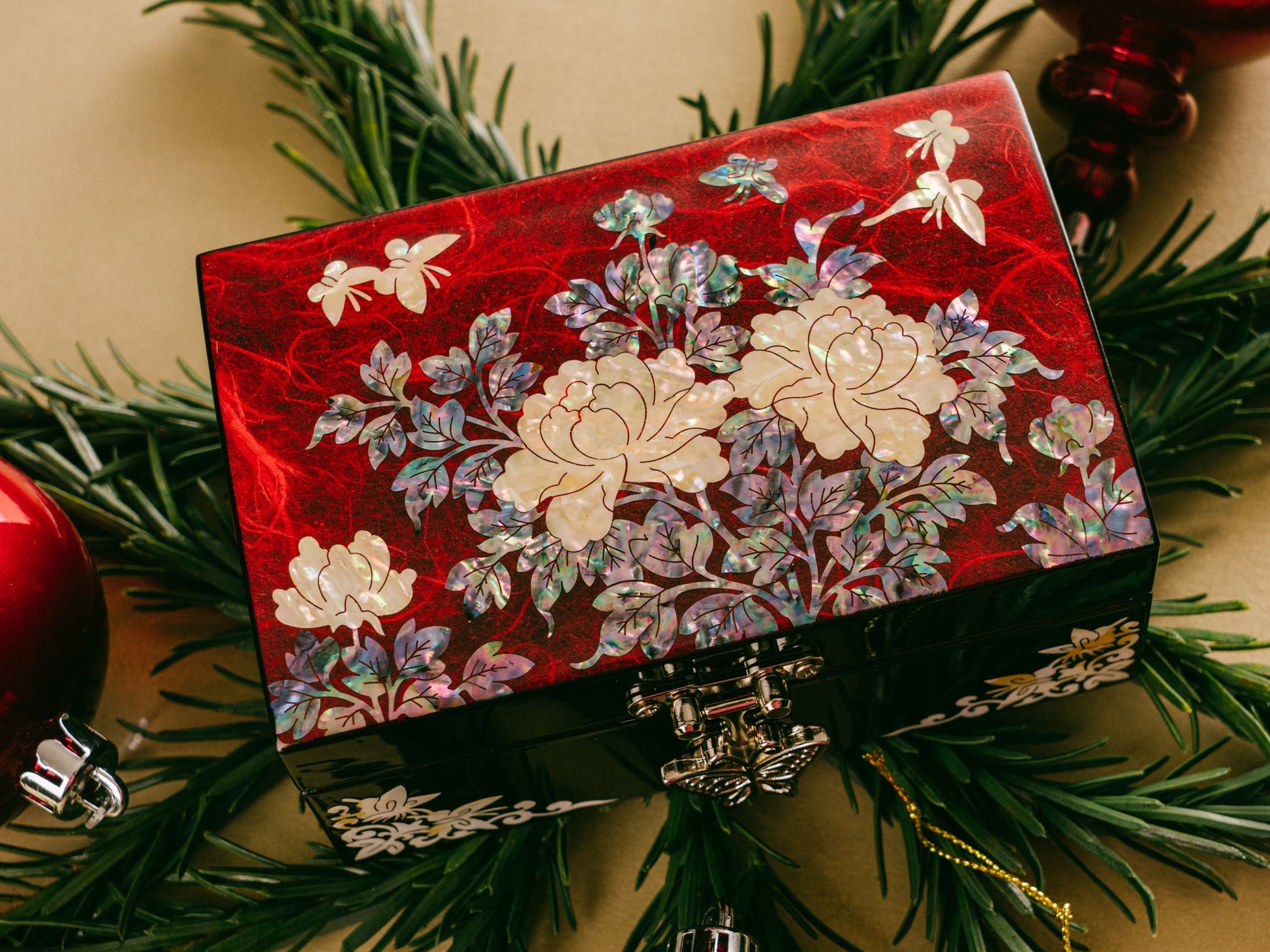 Korean Mother-Of-Pearl Jewelry Box by FEBRUARY MOUNTAIN – Gift for Mom, Wife, Sister, Friend, Christmas, Birthday, Stocking Stuffer