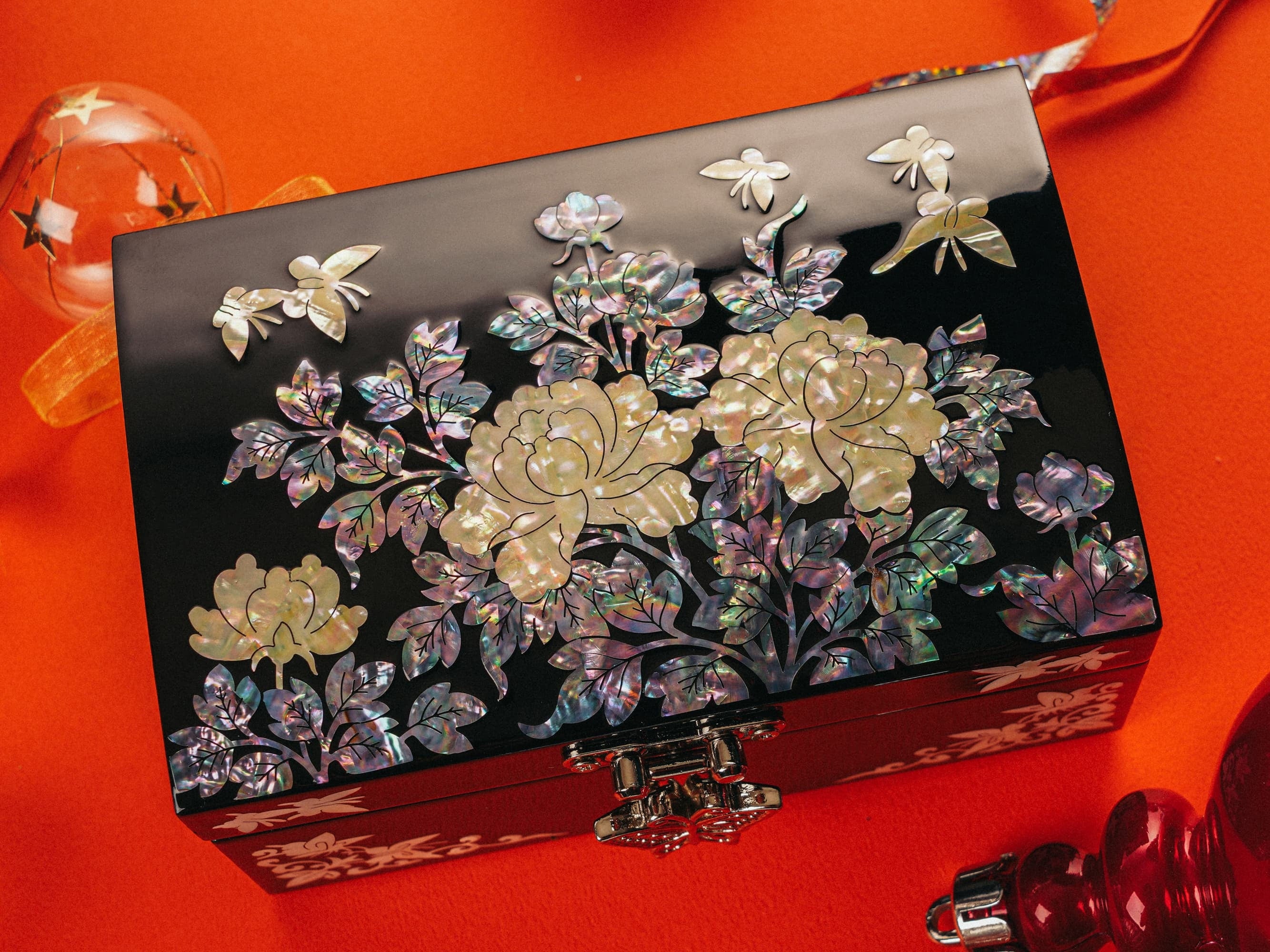 Korean Mother-Of-Pearl Jewelry Box by FEBRUARY MOUNTAIN – Gift for Mom, Wife, Sister, Friend, Christmas, Birthday, Stocking Stuffer