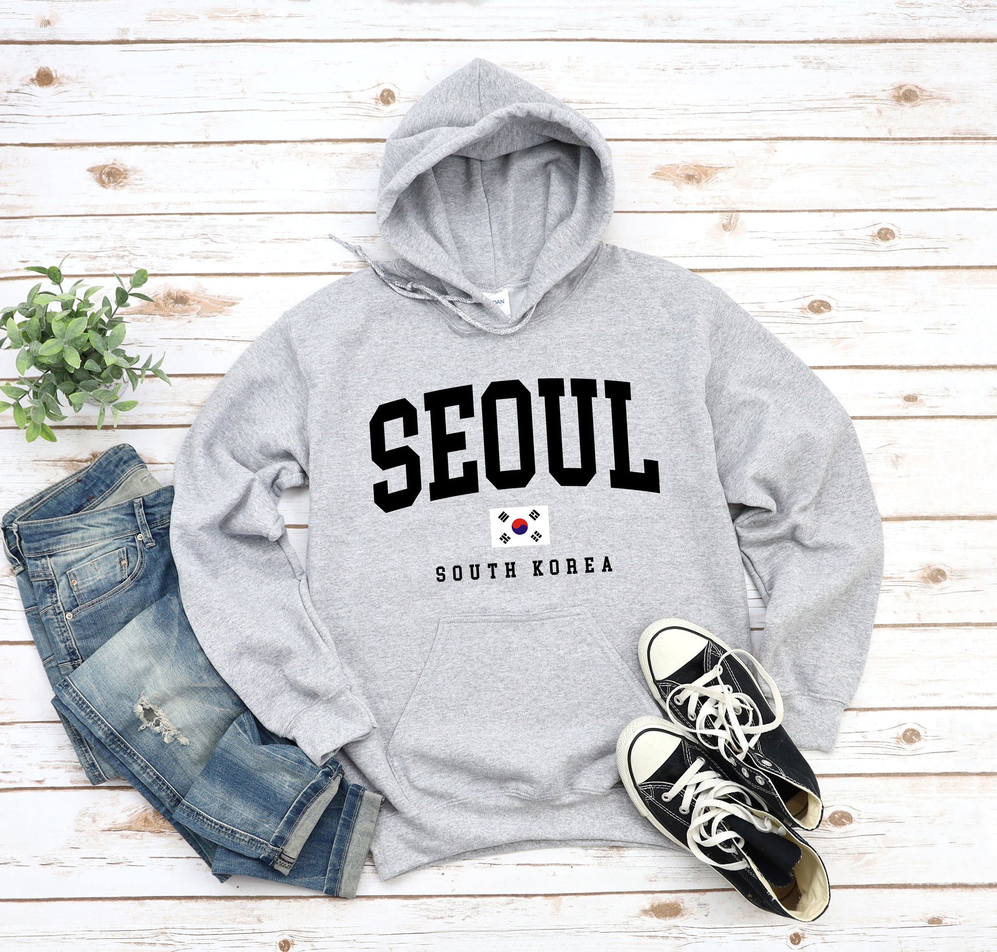 Seoul Hoodie Sweatshirt, Seoul Sweater South Korea Flag, Seoul Crewneck, Gift, Hooded Pullover S-5XL Unisex