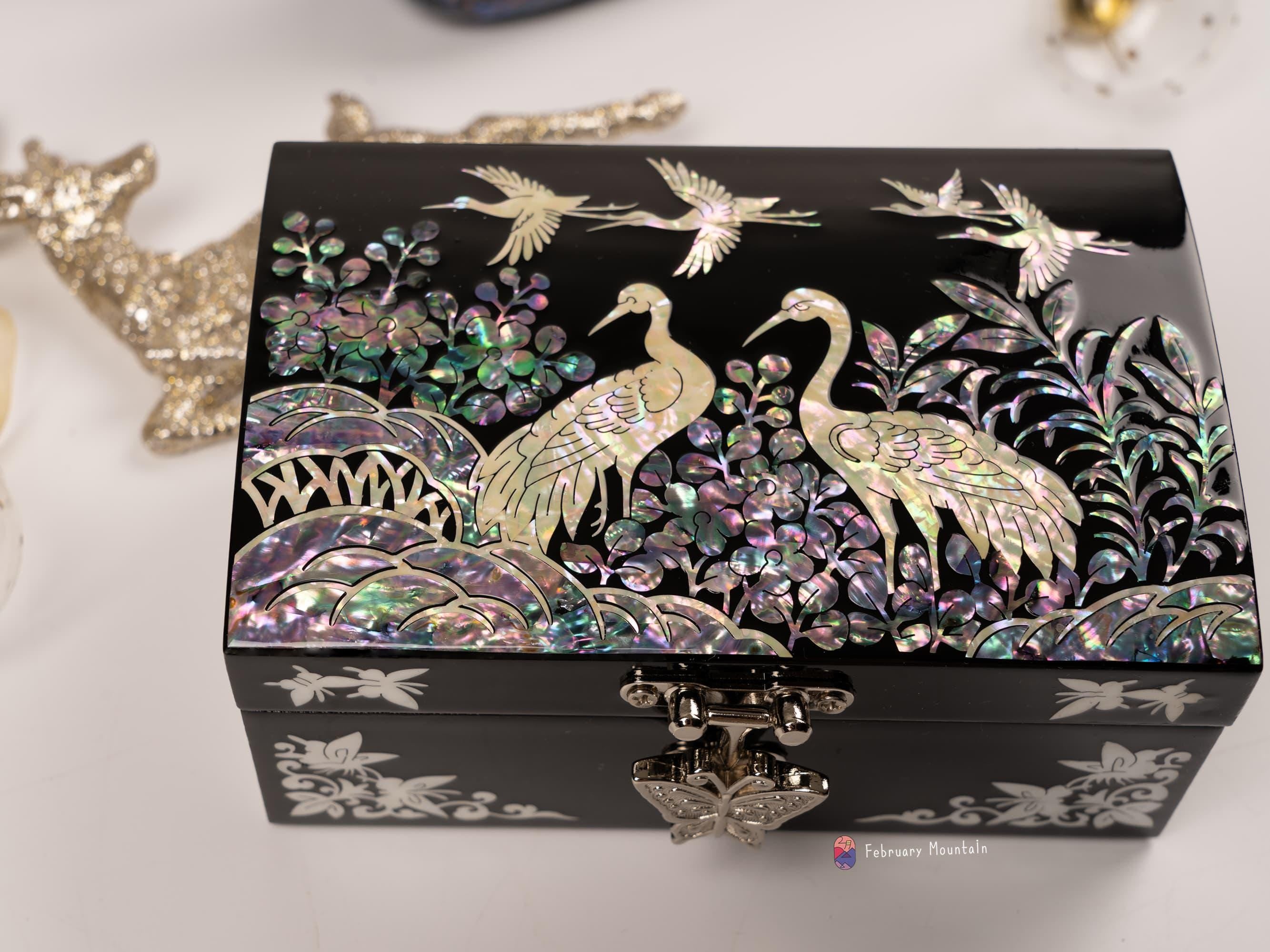 Korean Mother-Of-Pearl Jewelry Box by FEBRUARY MOUNTAIN – Gift for Mom, Wife, Sister, Friend, Christmas, Birthday, Stocking Stuffer