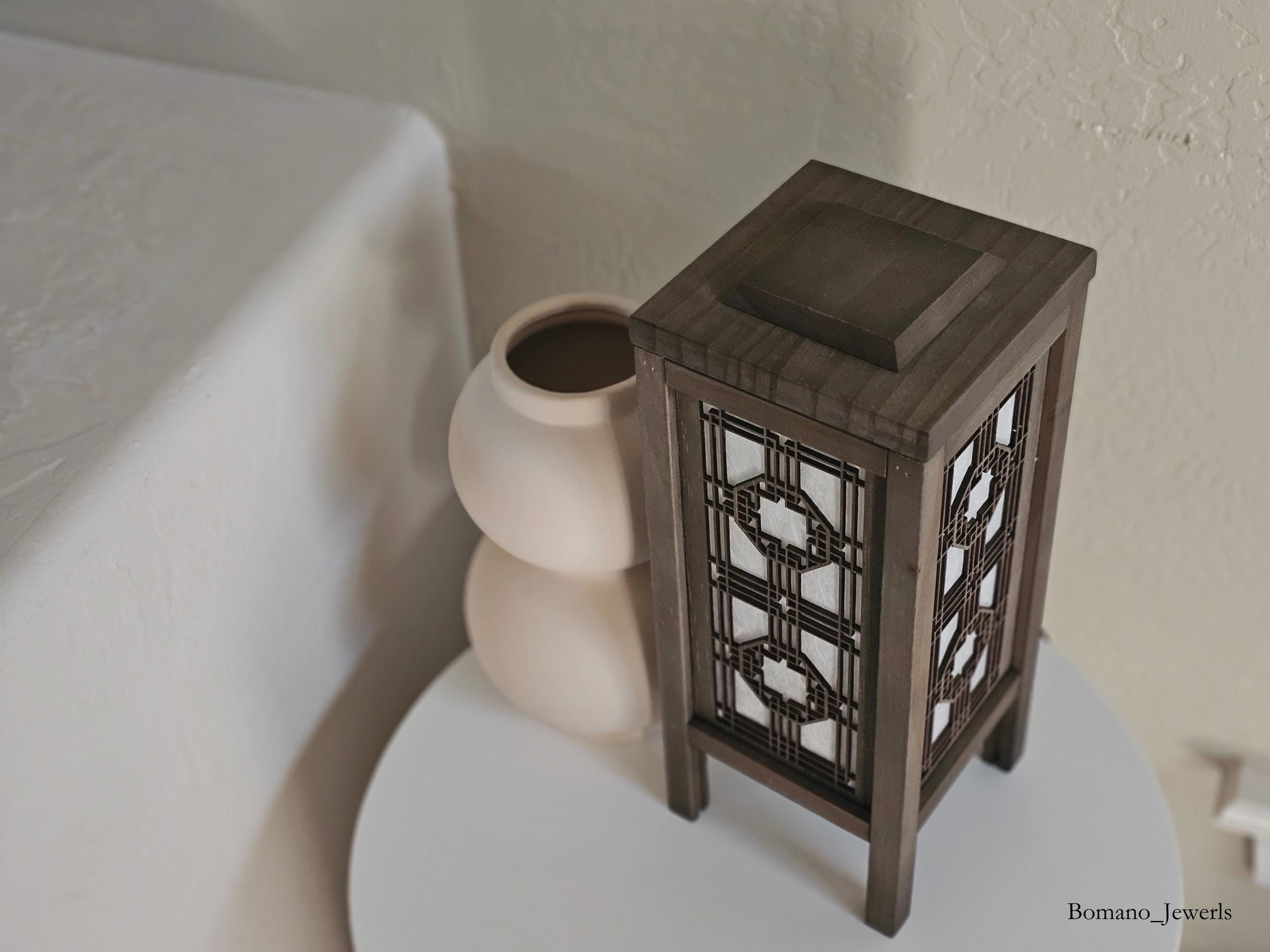 Handmade L Wooden Korean Crafted Room Hanji Shade Lantern Sconce | Home Decor Lighting, Bedroom Art Lamp, Nursery Light, Bedside Usb-Powered