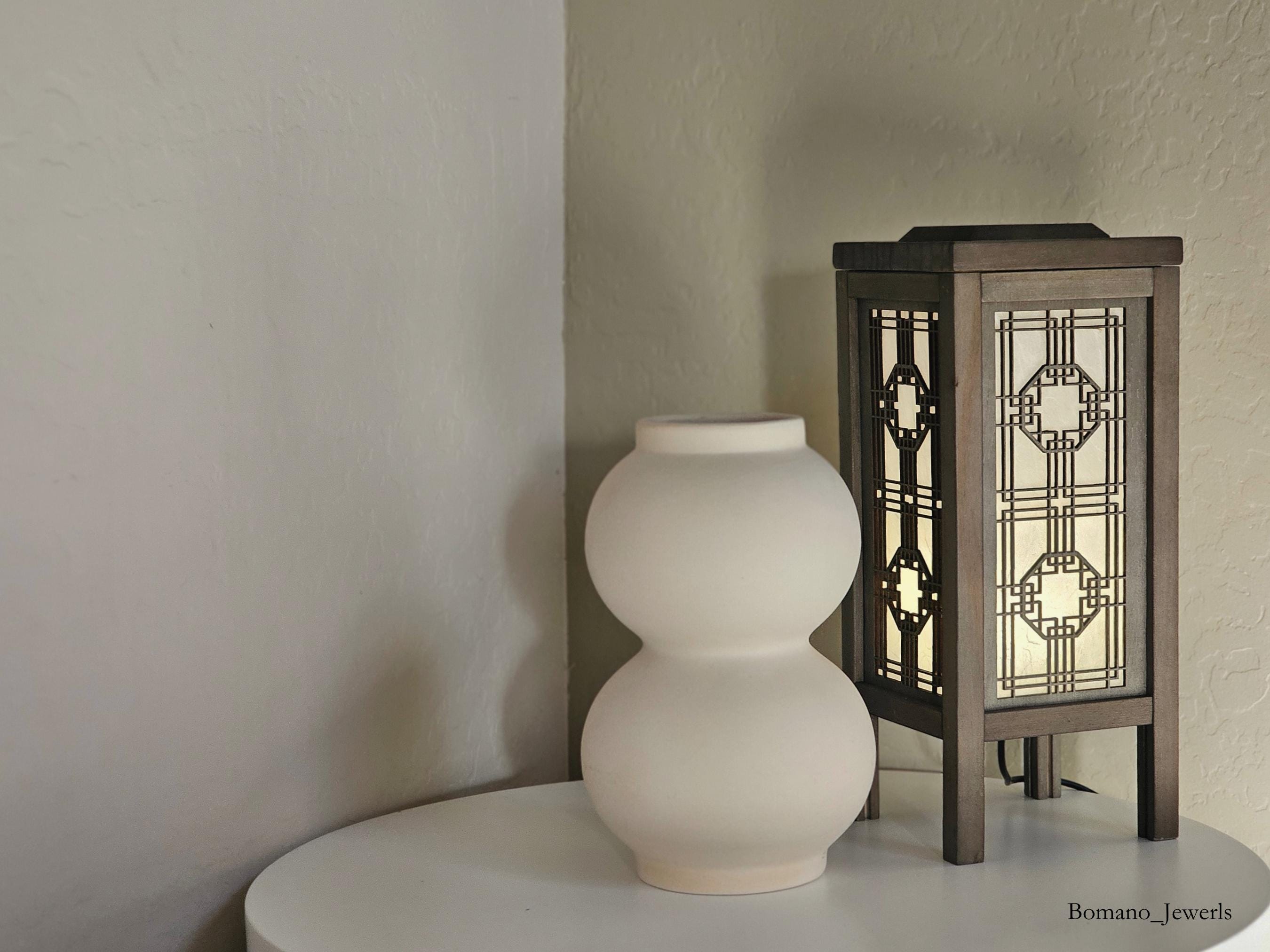 Handmade L Wooden Korean Crafted Room Hanji Shade Lantern Sconce | Home Decor Lighting, Bedroom Art Lamp, Nursery Light, Bedside Usb-Powered